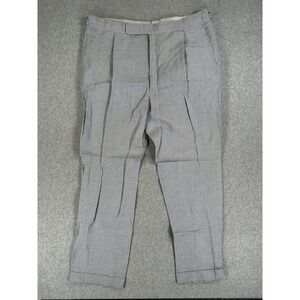 Vintage Oxxford Clothes Dress Pants 36x29 Blue Linen Silk Pleated Cuffed Striped